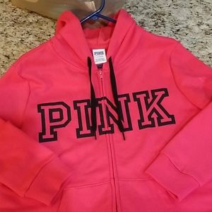 PINK hooded zip up long sleeve jacket